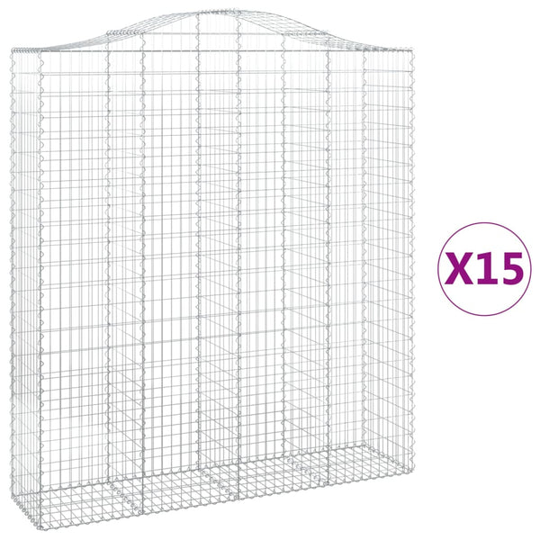 Kaarevat kivikorit 15 kpl 200x50x220/240 cm galvanoitu rauta