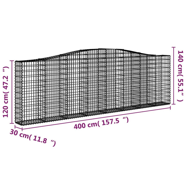 Kaarevat kivikorit 25 kpl 400x30x120/140 cm galvanoitu rauta