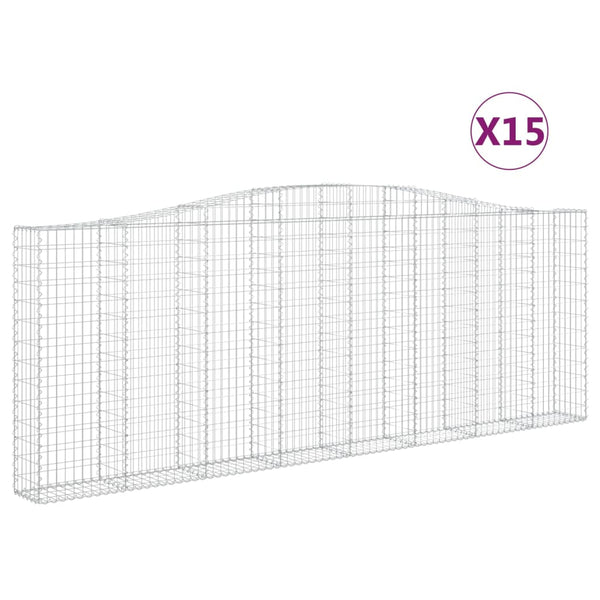 Kaarevat kivikorit 15 kpl 400x30x140/160 cm galvanoitu rauta