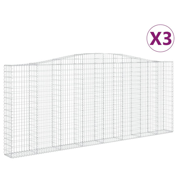 Kaarevat kivikorit 3 kpl 400x30x160/180 cm galvanoitu rauta