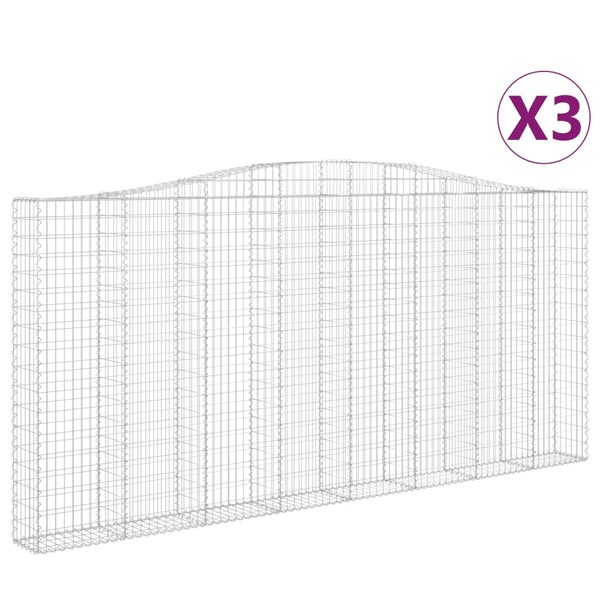 Kaarevat kivikorit 3 kpl 400x30x180/200 cm galvanoitu rauta