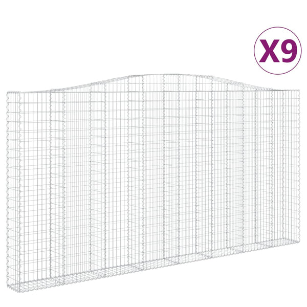 Kaarevat kivikorit 9 kpl 400x30x200/220 cm galvanoitu rauta