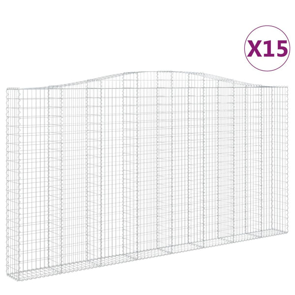 Kaarevat kivikorit 15 kpl 400x30x200/220 cm galvanoitu rauta