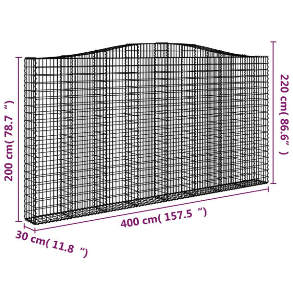 Kaarevat kivikorit 15 kpl 400x30x200/220 cm galvanoitu rauta