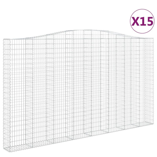 Kaarevat kivikorit 15 kpl 400x30x220/240 cm galvanoitu rauta
