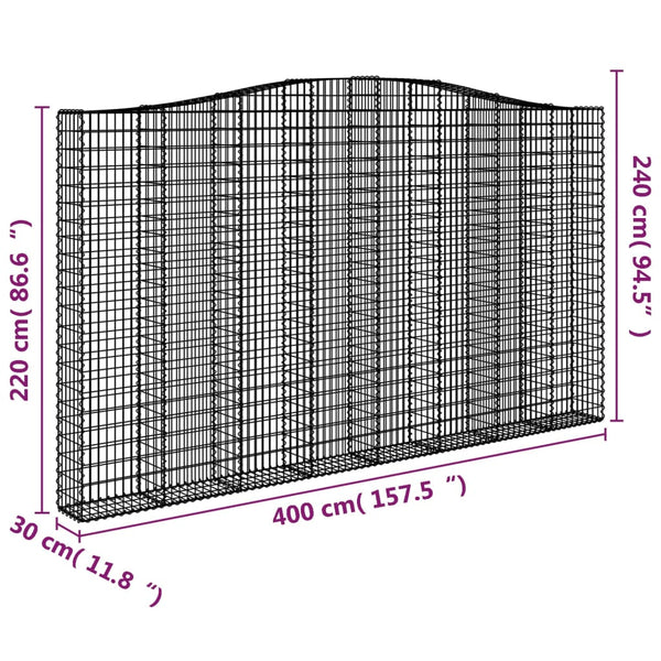 Kaarevat kivikorit 15 kpl 400x30x220/240 cm galvanoitu rauta