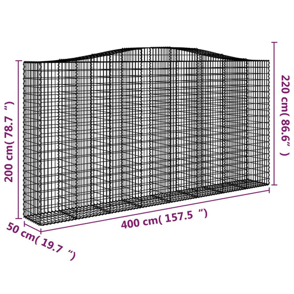 Kaarevat kivikorit 20 kpl 400x50x200/220 cm galvanoitu rauta