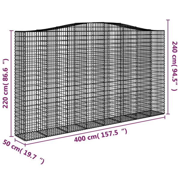 Kaarevat kivikorit 25 kpl 400x50x220/240 cm galvanoitu rauta