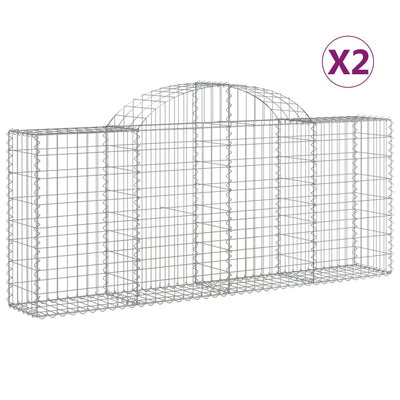 Kaarevat kivikorit 2 kpl 200x30x80/100 cm galvanoitu rauta