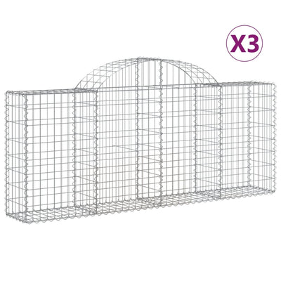 Kaarevat kivikorit 3 kpl 200x30x80/100 cm galvanoitu rauta