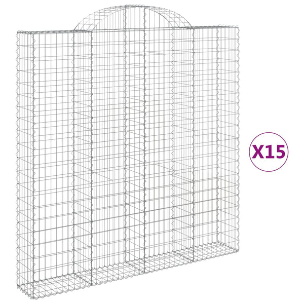 Kaarevat kivikorit 15 kpl 200x30x200/220 cm galvanoitu rauta