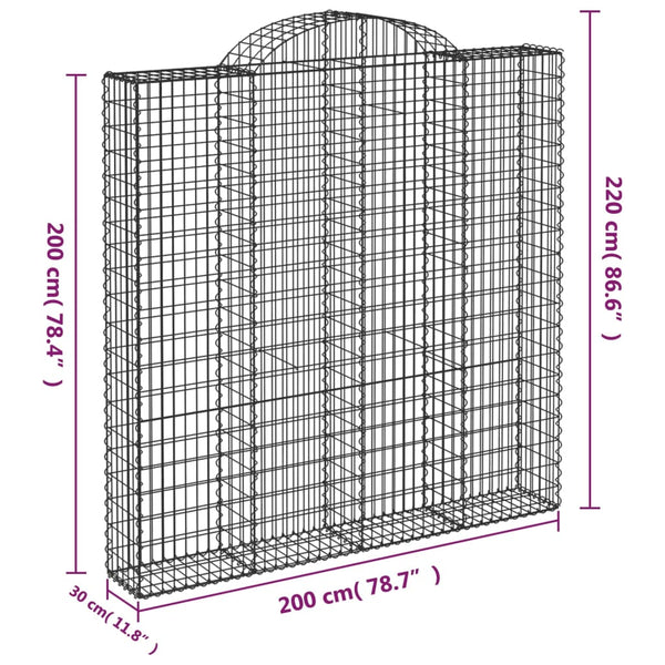 Kaarevat kivikorit 15 kpl 200x30x200/220 cm galvanoitu rauta
