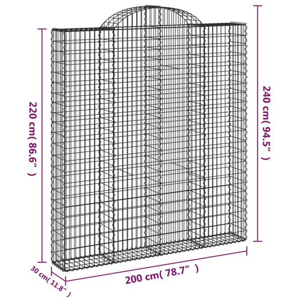 Kaarevat kivikorit 20 kpl 200x30x220/240 cm galvanoitu rauta