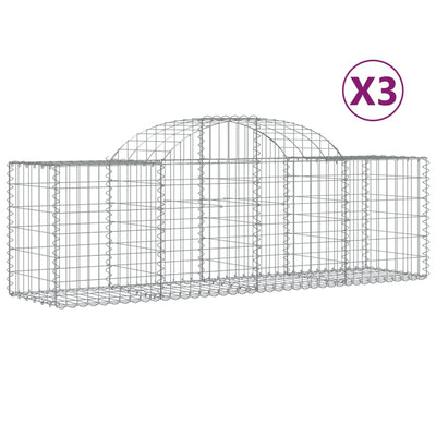 Kaarevat kivikorit 3 kpl 200x50x60/80 cm galvanoitu rauta