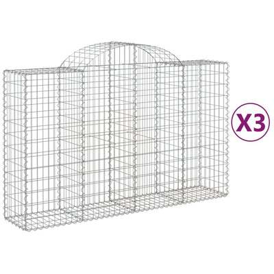 Kaarevat kivikorit 3 kpl 200x50x120/140 cm galvanoitu rauta