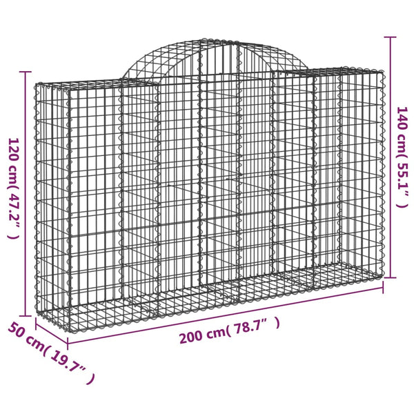 Kaarevat kivikorit 8 kpl 200x50x120/140 cm galvanoitu rauta