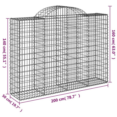 Kaarevat kivikorit 2 kpl 200x50x140/160 cm galvanoitu rauta