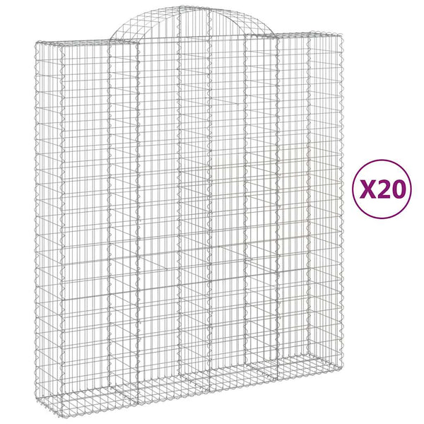 Kaarimaiset gabionkorit 20 kpl 200x50x220/240 cm galvanoitu rauta