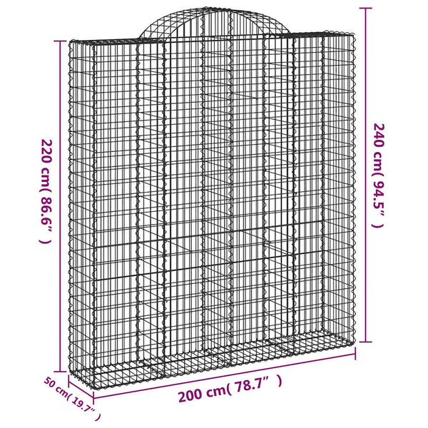 Kaarimaiset gabionkorit 20 kpl 200x50x220/240 cm galvanoitu rauta