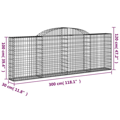 Kaarevat kivikorit 2 kpl 300x30x100/120 cm galvanoitu rauta
