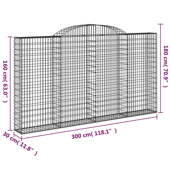 Kaarevat kivikorit 3 kpl 300x30x160/180 cm galvanoitu rauta