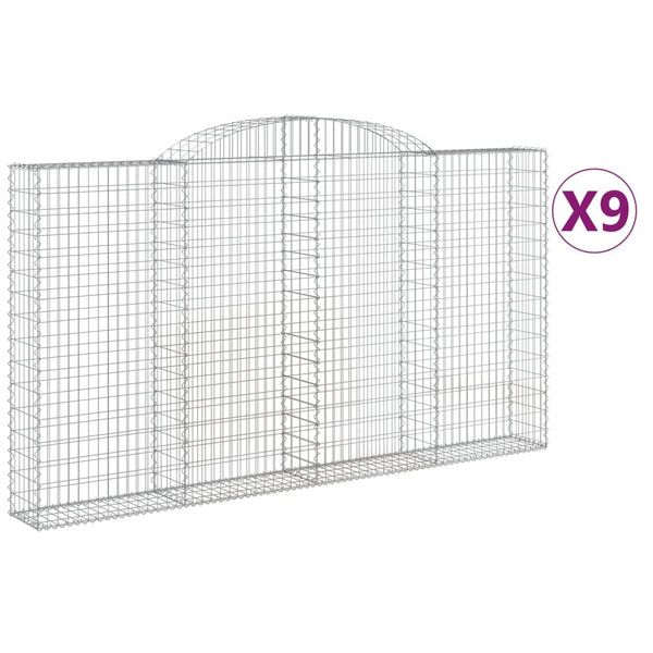 Kaarevat kivikorit 9 kpl 300x30x160/180 cm galvanoitu rauta