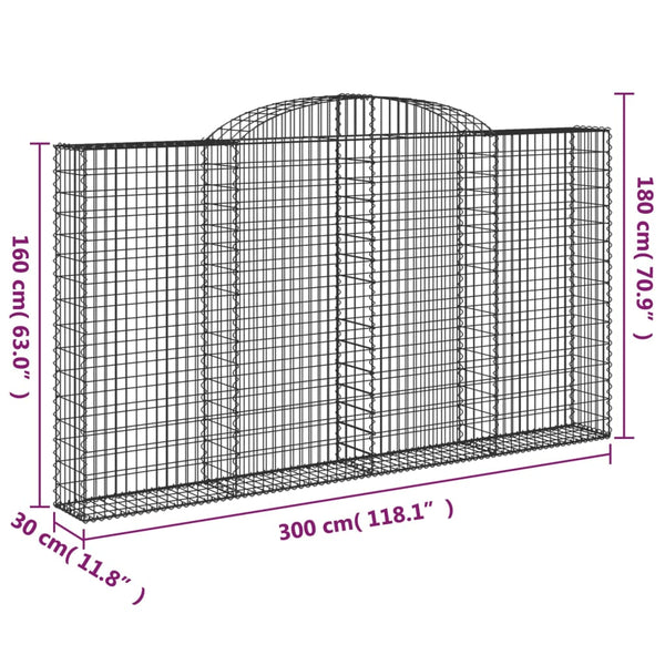 Kaarevat kivikorit 9 kpl 300x30x160/180 cm galvanoitu rauta