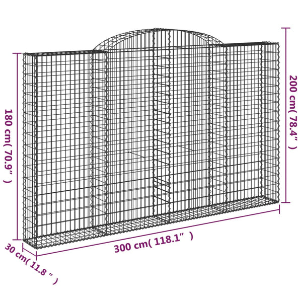 Kaarevat kivikorit 6 kpl 300x30x180/200 cm galvanoitu rauta