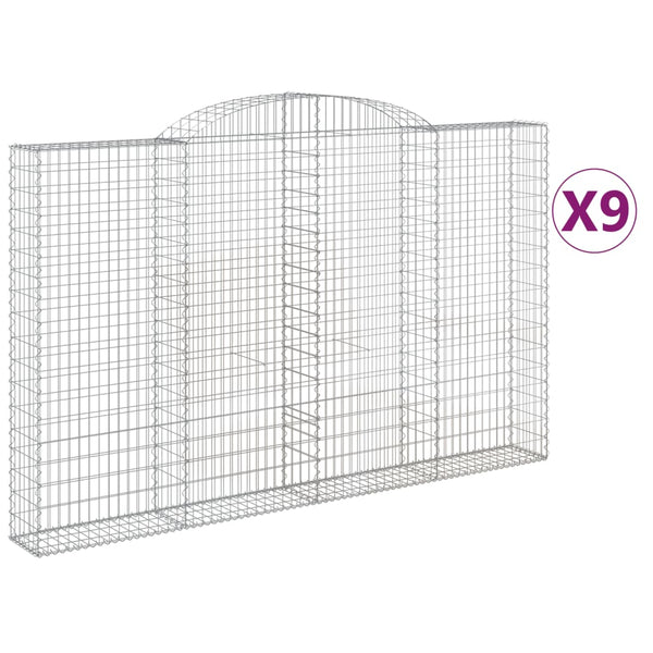 Kaarevat kivikorit 9 kpl 300x30x180/200 cm galvanoitu rauta
