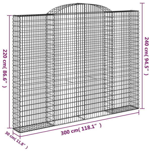 Kaarevat kivikorit 7 kpl 300x30x220/240 cm galvanoitu rauta