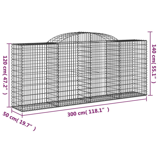 Kaarevat kivikorit 4 kpl 300x50x120/140 cm galvanoitu rauta