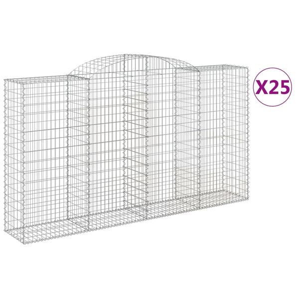 Kaarimaiset gabionkorit 25 kpl 300x50x160/180 cm galvanoitu rauta