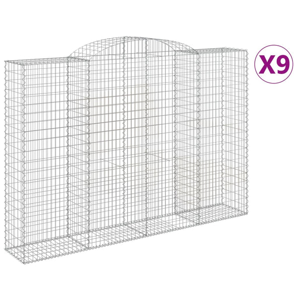 Kaarevat kivikorit 9 kpl 300x50x200/220 cm galvanoitu rauta