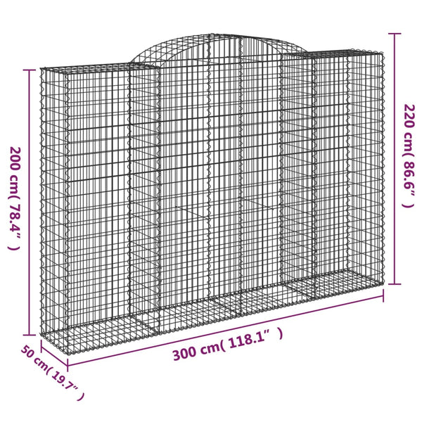 Kaarevat kivikorit 9 kpl 300x50x200/220 cm galvanoitu rauta