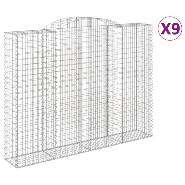 Kaarevat kivikorit 9 kpl 300x50x220/240 cm galvanoitu rauta