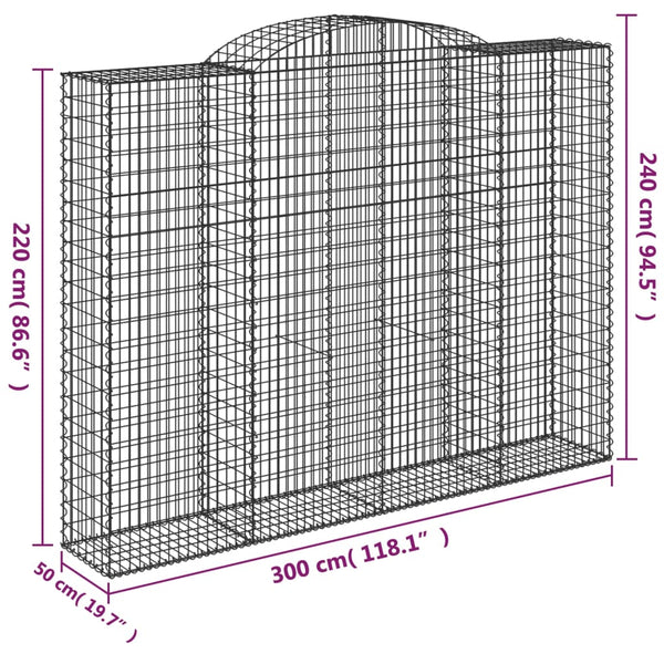 Kaarevat kivikorit 9 kpl 300x50x220/240 cm galvanoitu rauta