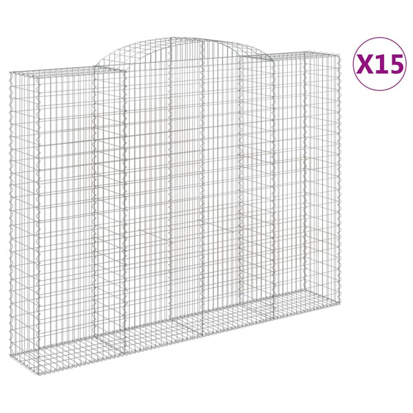 Kaarimaiset gabionkorit 15 kpl 300x50x220/240 cm galvanoitu rauta