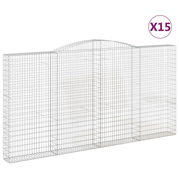 Kaarevat kivikorit 15 kpl 400x30x200/220 cm galvanoitu rauta