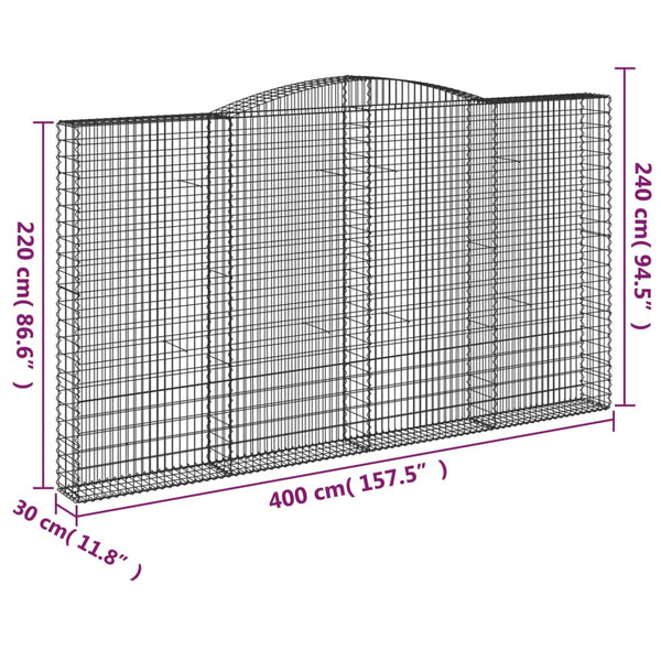 Kaarevat kivikorit 25 kpl 400x30x220/240 cm galvanoitu rauta