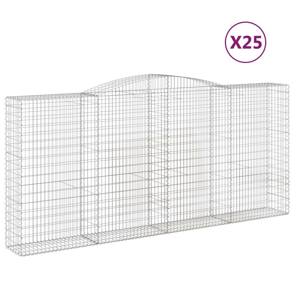Kaarevat kivikorit 25 kpl 400x50x180/200 cm galvanoitu rauta
