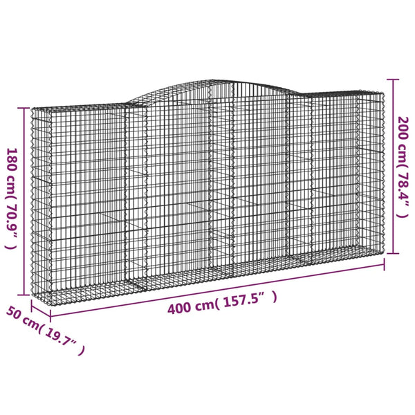 Kaarevat kivikorit 25 kpl 400x50x180/200 cm galvanoitu rauta
