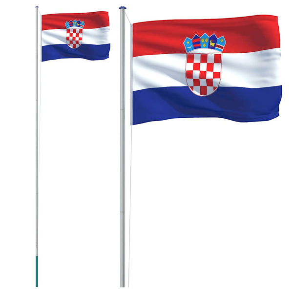 Kroatian lippu ja lipputanko 6,08 m alumiini