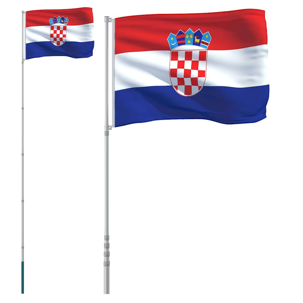 Kroatian lippu ja lipputanko 5,5 m alumiini