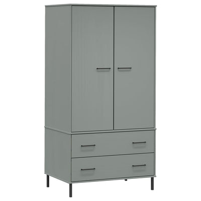 Harmaa vaatekaappi Antinia 90x55x172,5cm (metallijaloilla täyspuu oslo)