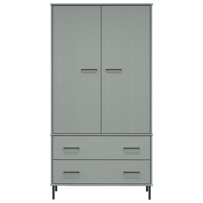 Harmaa vaatekaappi Antinia 90x55x172,5cm (metallijaloilla täyspuu oslo)