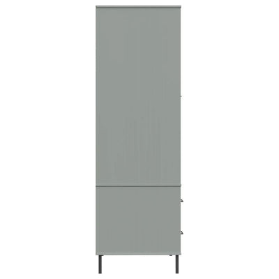 Harmaa vaatekaappi Antinia 90x55x172,5cm (metallijaloilla täyspuu oslo)
