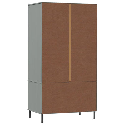 Harmaa vaatekaappi Antinia 90x55x172,5cm (metallijaloilla täyspuu oslo)