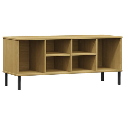 Kenkäteline metallijaloilla ruskea 106x35x45 cm täyspuu OSLO