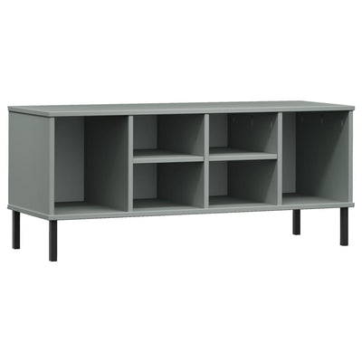 Kenkäteline metallijaloilla harmaa 106x35x45 cm täyspuu OSLO