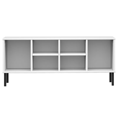 Kenkäteline metallijaloilla valkoinen 106x35x45 cm täyspuu OSLO